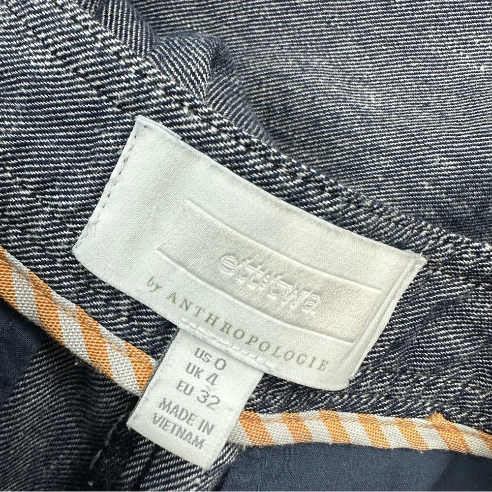 Anthropologie Ett:Twa Chambray Linen Ruffle Hem Wide Leg Pants Size 0 - Picture 10 of 10